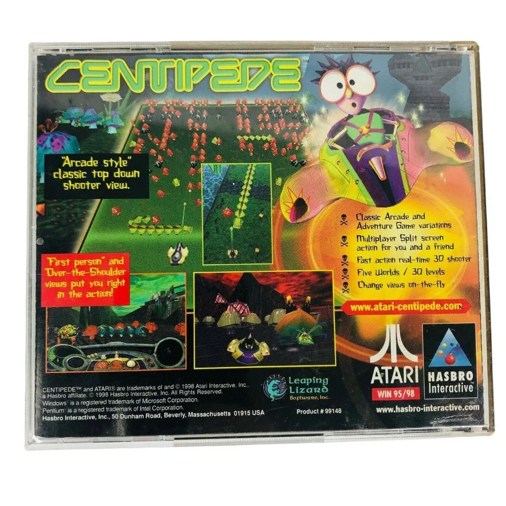 Centipede PC CD ROM Windows 95/98 Atari Hasbro Interactive Arcade‎ Game 1998 VTG